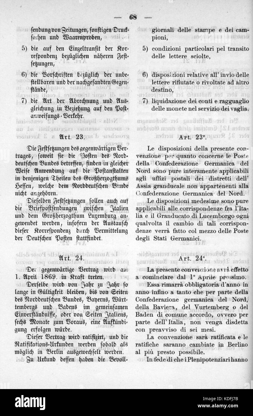 Norddeutsches Bundesgesetzblatt 1869 008 068 Stockfoto