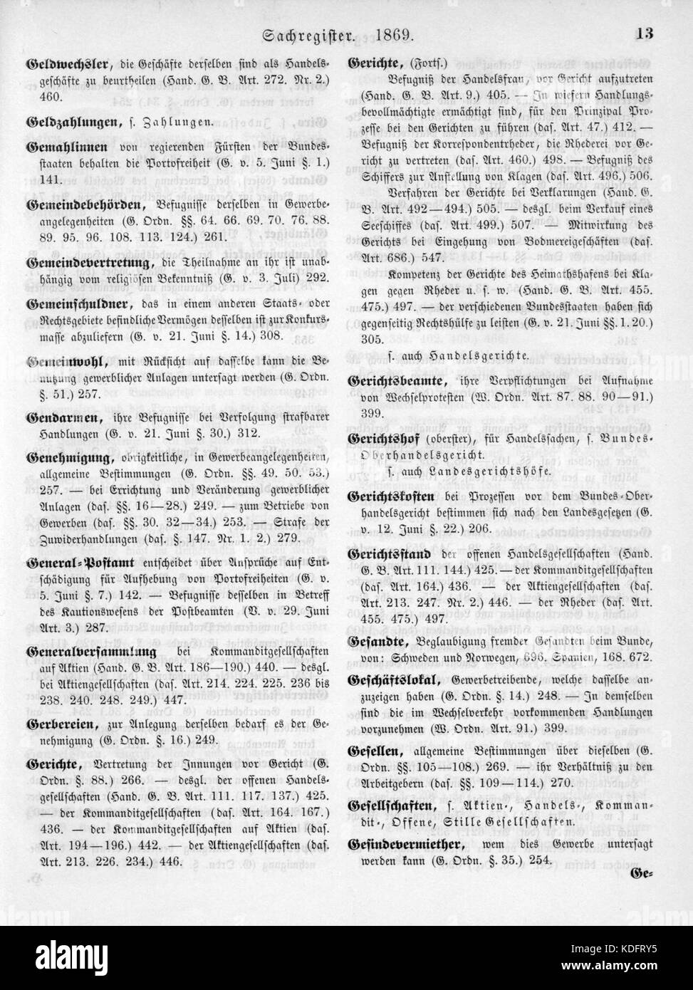 Norddeutsches Bundesgesetzblatt 1869 999 013 Stockfoto