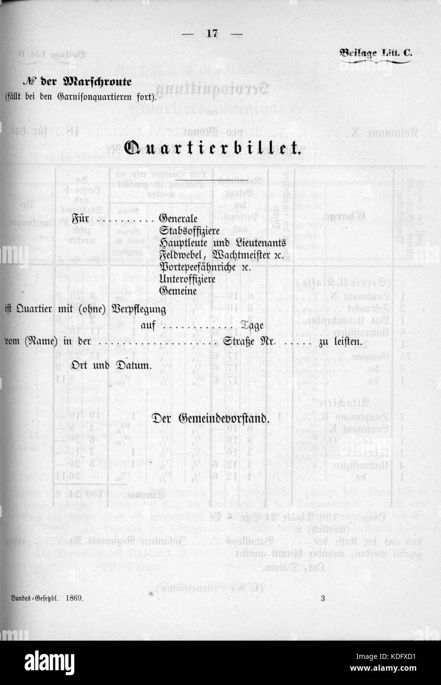 Das Norddeutsche Bundesgesetzblatt von 1869 ist ein historisches Rechtsdokument, das die Gesetzgebungen des Norddeutschen Bundes enthält. Sie stellt eine wichtige Quelle für das Verständnis der rechtlichen und politischen Entwicklung der Zeit dar. Stockfoto