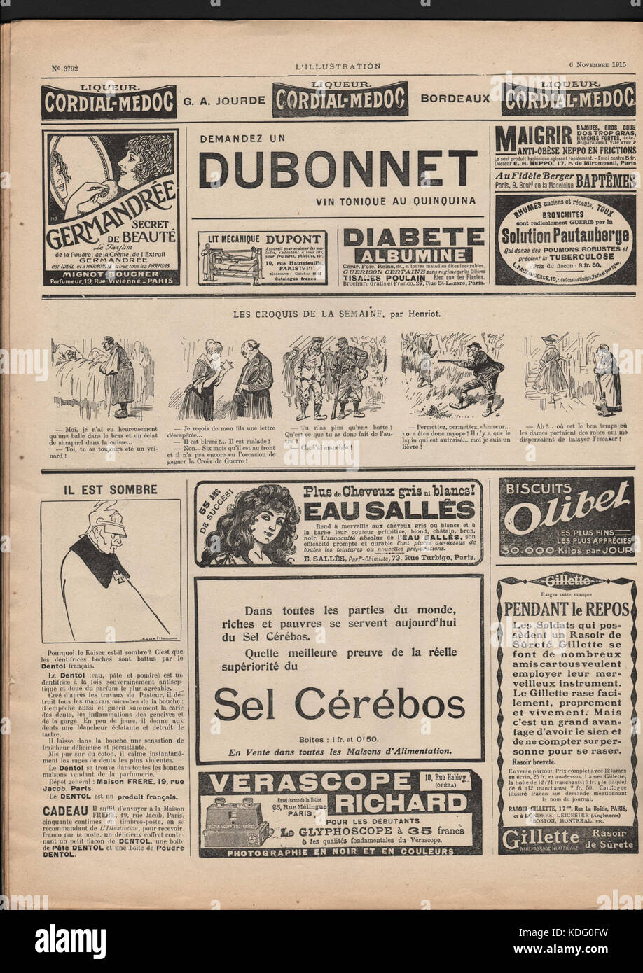 Nr. 3792, 6 Novembre 1915, Deckel vorn innen Stockfoto