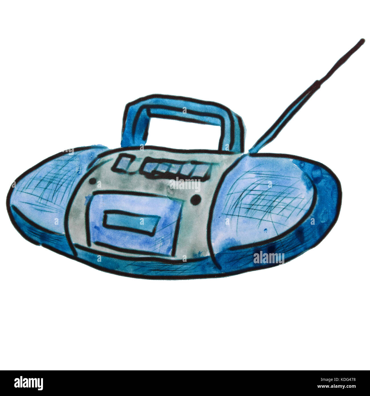 Aquarell tape blau Cartoon Figur, auf weißem Hintergrund Stockfoto
