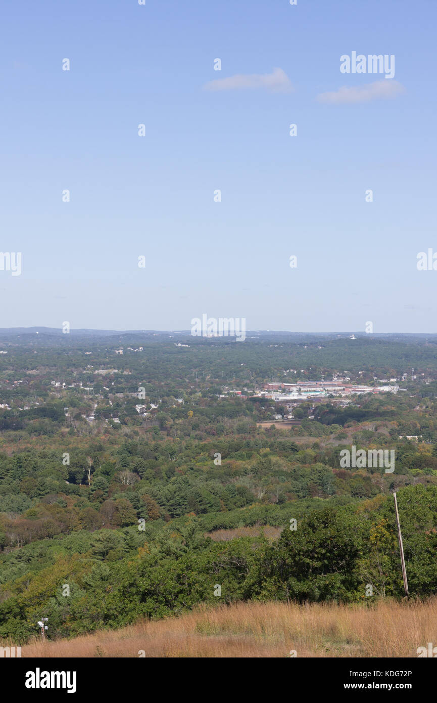 Blick vom Grossen Blauen Hügel, Milton, Massachusetts Stockfoto