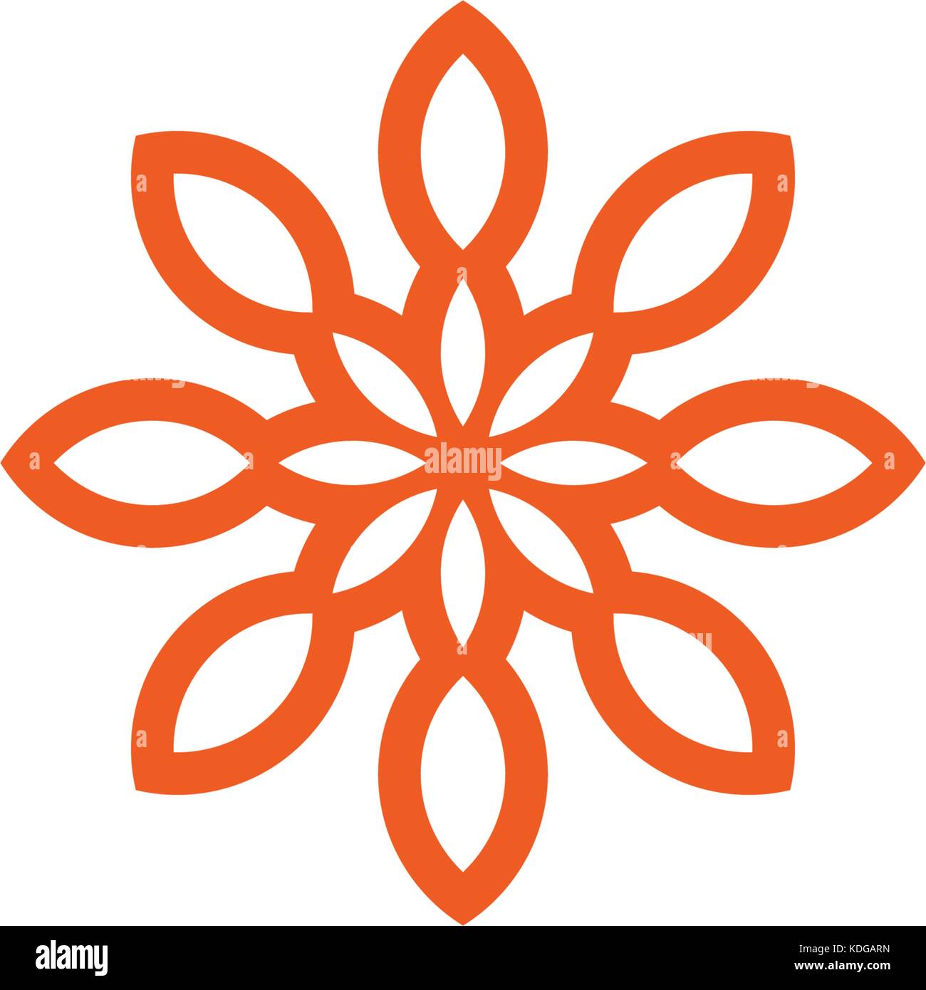 Blume Vector Linear Logo. orange Linie kunst Sonne Symbol. Überblick Garten abstrakte Symbol. Stock Vektor