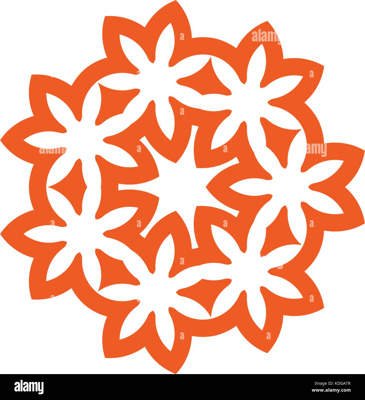 Blume Vector Linear Logo. orange Linie kunst Sonne Symbol. Überblick Garten abstrakte Symbol. Stock Vektor