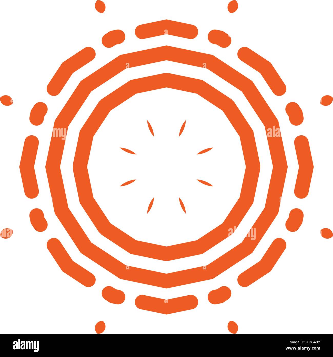 Blume Vector Linear Logo. orange Linie kunst Sonne Symbol. Überblick Garten abstrakte Symbol. Stock Vektor