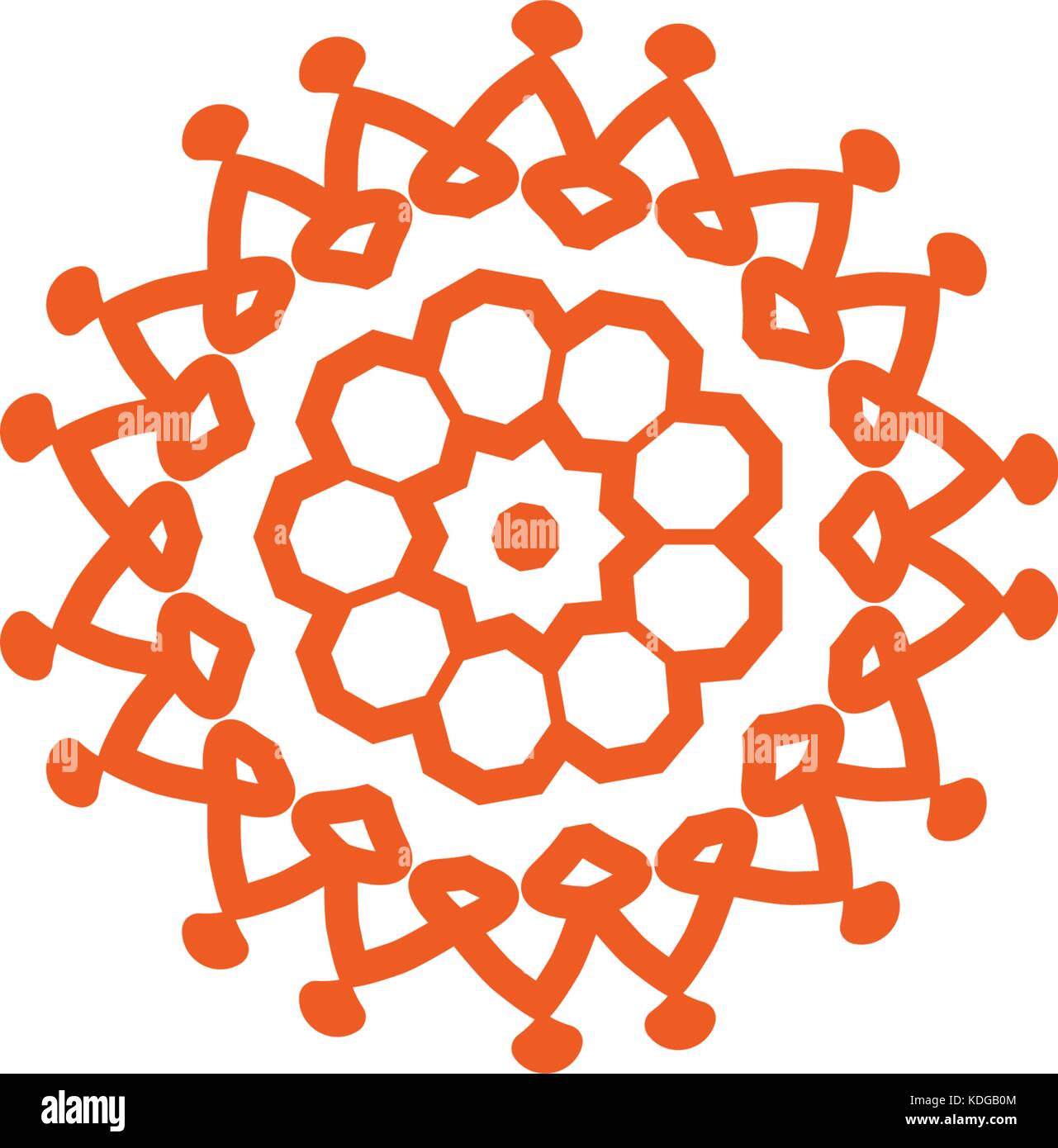 Blume Vector Linear Logo. orange Linie kunst Sonne Symbol. Überblick Garten abstrakte Symbol. Stock Vektor