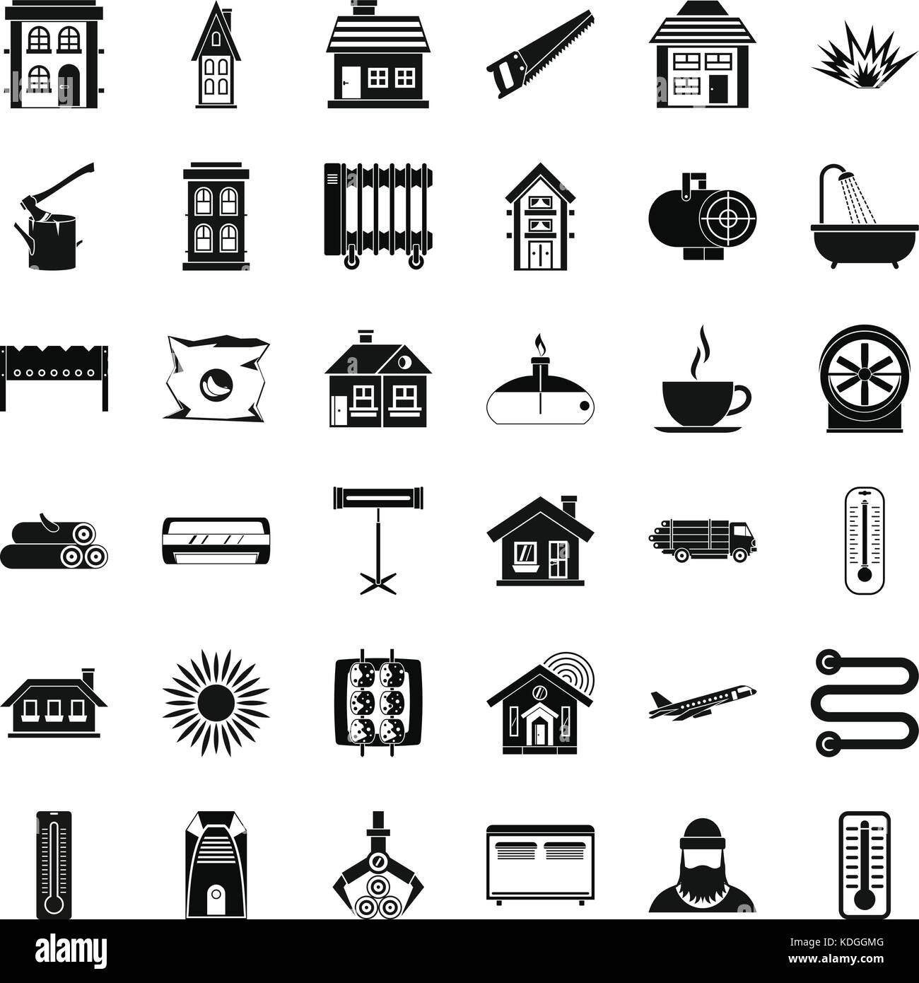 Heizung Symbole gesetzt, einfachen Stil Alamy