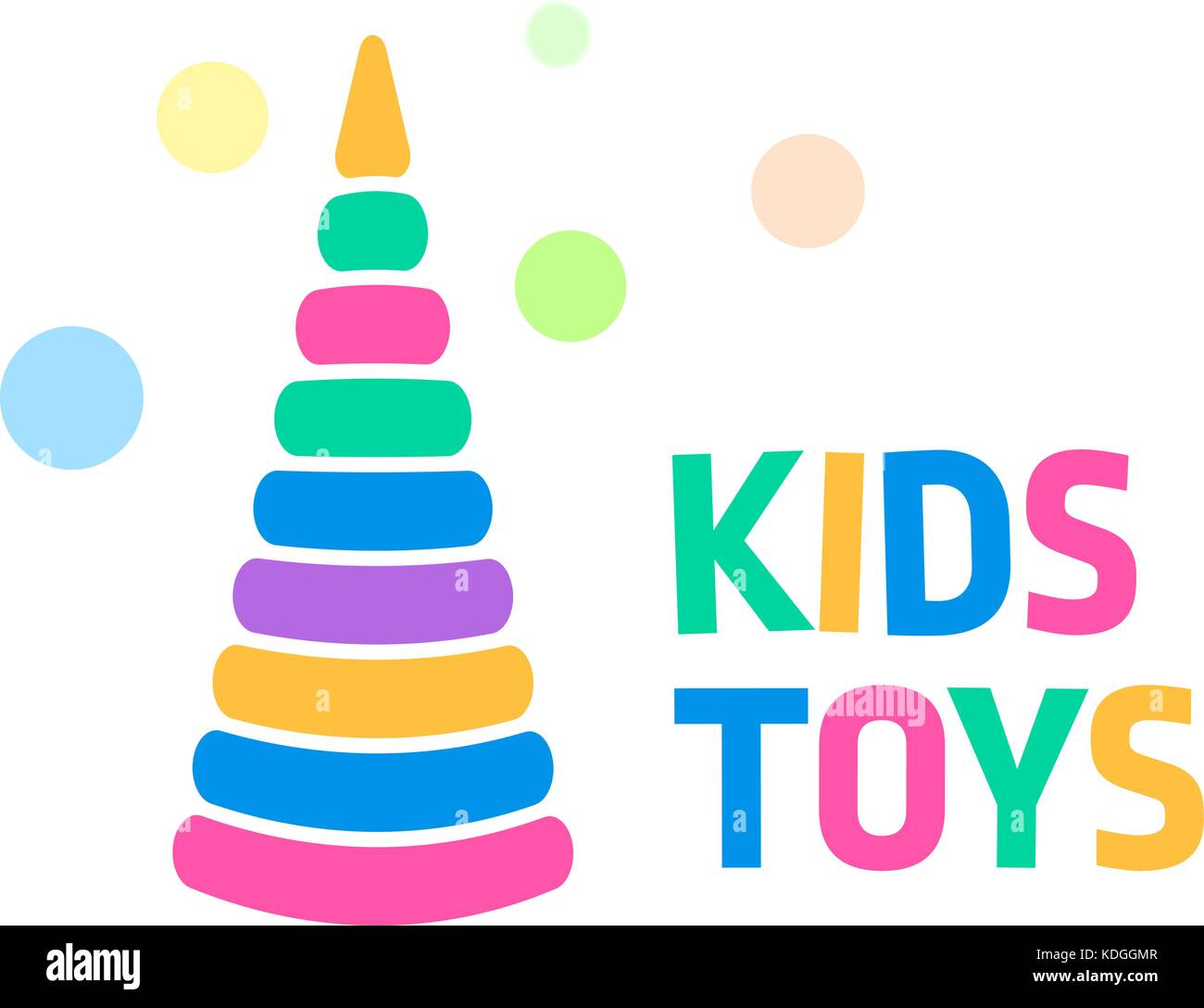 Kinder Spielzeug abstrakt bunte Kegel der Kreise Logo. Kinder s waren und Spielzeug Symbol speichern, Vector Illustration. Stock Vektor