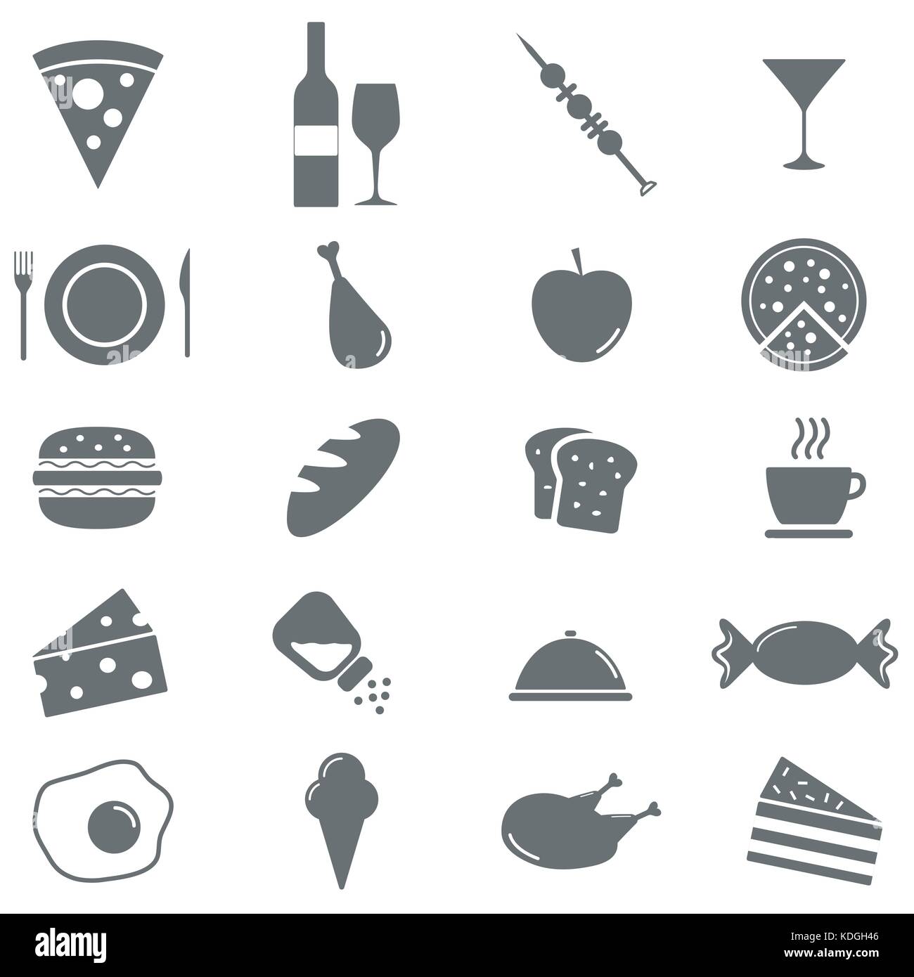 16 essen Symbole. Vector Illustration Stock Vektor