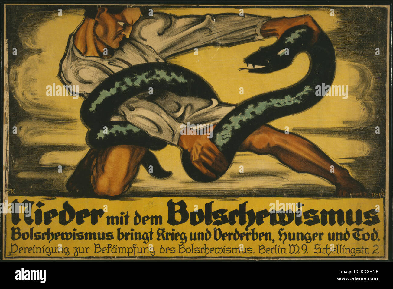 Nieder mit dem Bolschewismus. Bolschewismus unterstützt dabei, Krieg und Verderben, Hunger und Tod LCCN 2004665807 Stockfoto