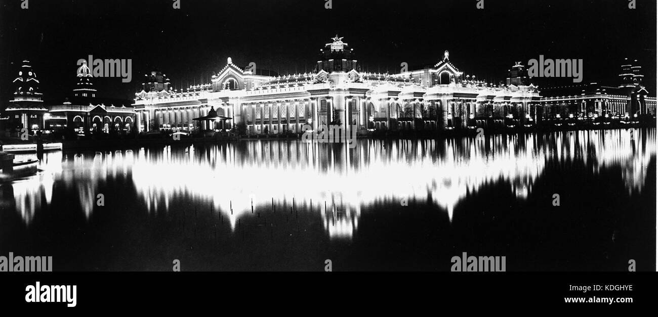 Nacht Blick auf den Palast von Strom aus dem Osten Pavillon auf der Weltausstellung 1904 Stockfoto