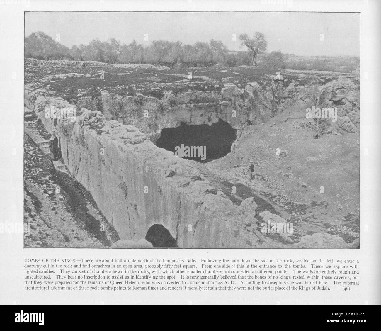 Ein Foto von Daniel B. Shepp aus dem Jahr 1894, das das Grab der Könige außerhalb Jerusalems zeigt und die antike Stätte als Teil des Heiligen Landes erfasst. Stockfoto