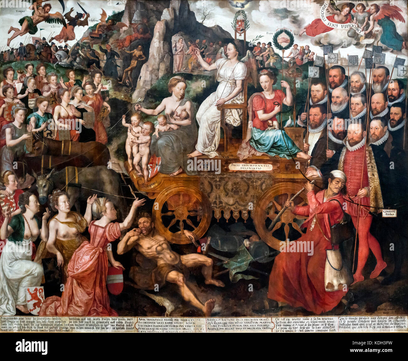 Allegorie des Friedens der Niederlande im Jahre 1577 (Allegorie van de Vrede in de Nederlanden 1577) von Pieter Claeissens der Jüngere (1535-1623), Öl auf Leinwand, 1577 Stockfoto