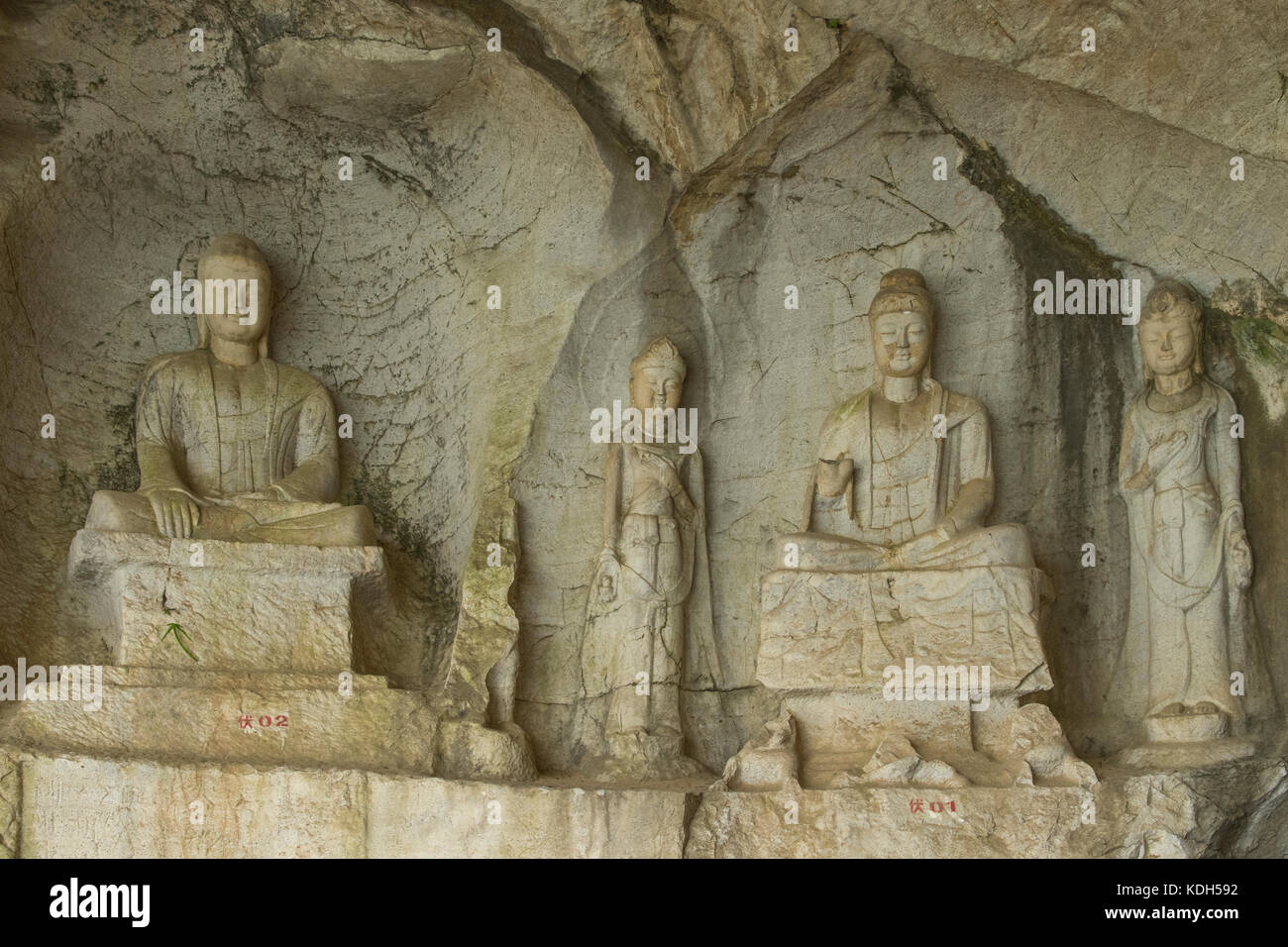 Stein gehauenen Buddhas, fubo Berg, Guilin, Guangxi, China Stockfoto
