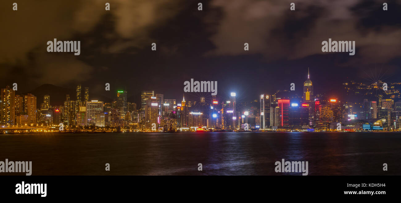 Zentrale Skyline bei Nacht, Hong Kong Island, Hong Kong, China Stockfoto