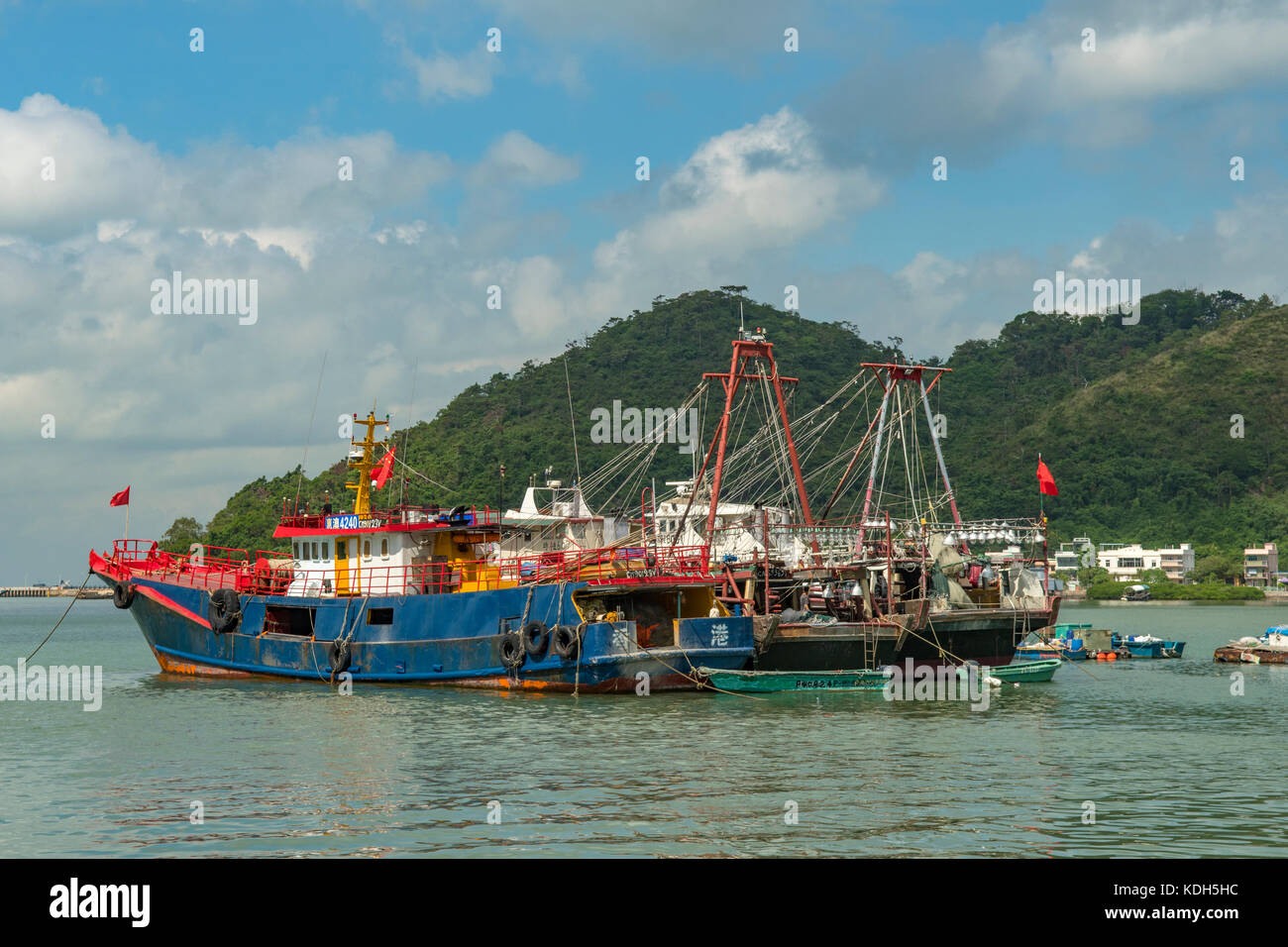 Alte Fischerboote, das Fischerdorf Tai O, Lantau Island, Hongkong, China Stockfoto