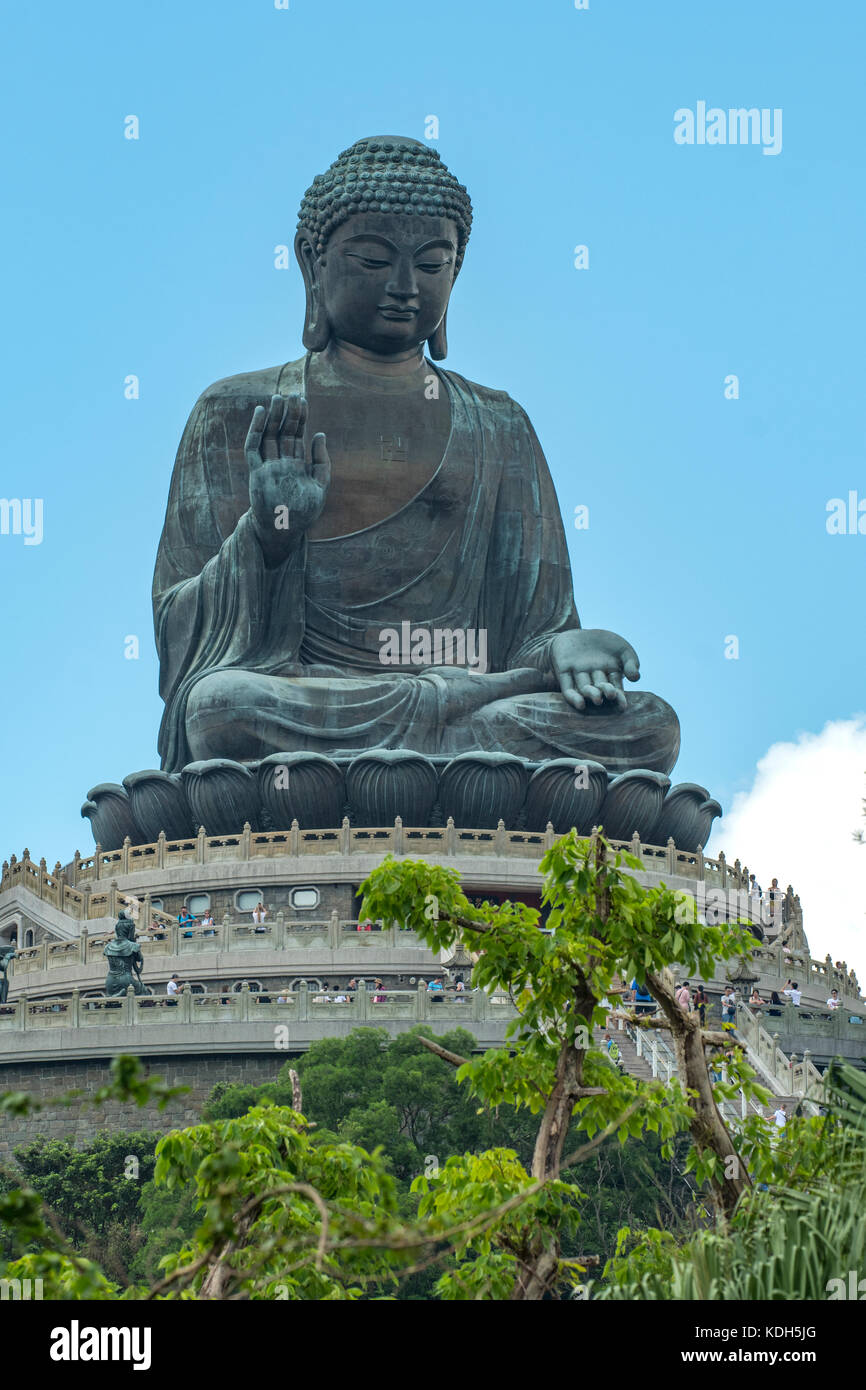 Riesige bronze Buddha, Ngong Ping, Lantau Island, Hongkong, China Stockfoto