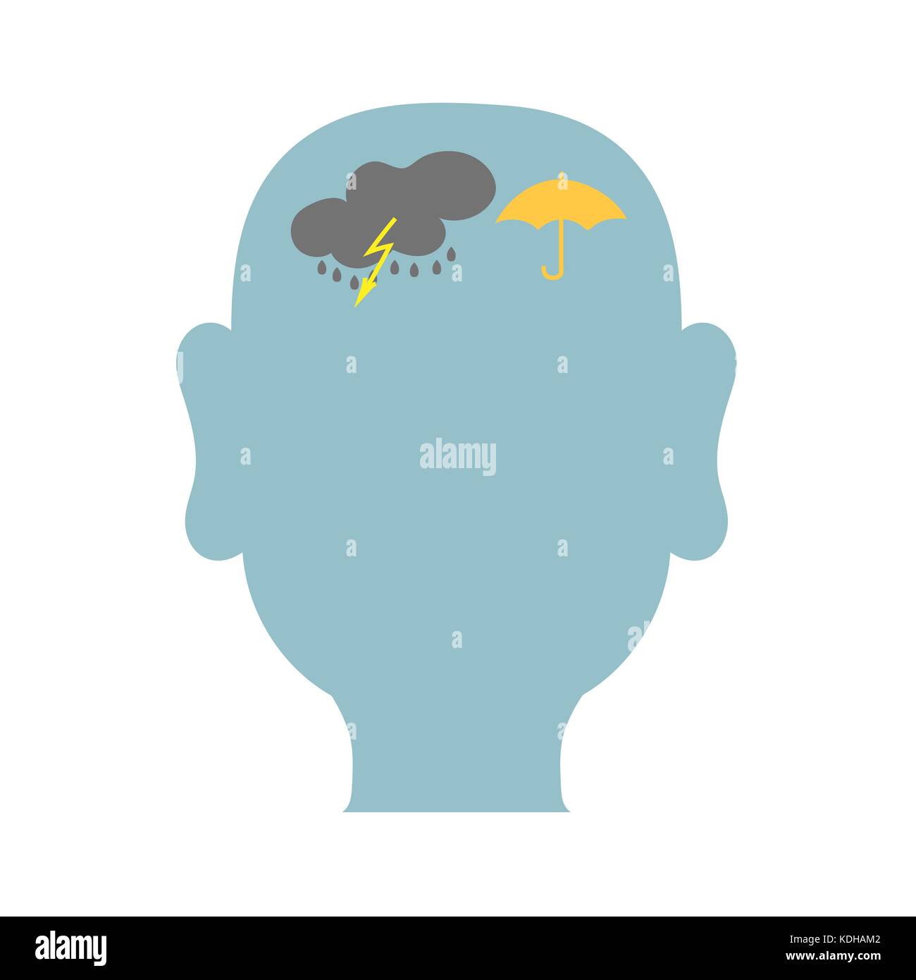 Mans Kopf Umriss mit Sturm im Inneren Stock Vektor