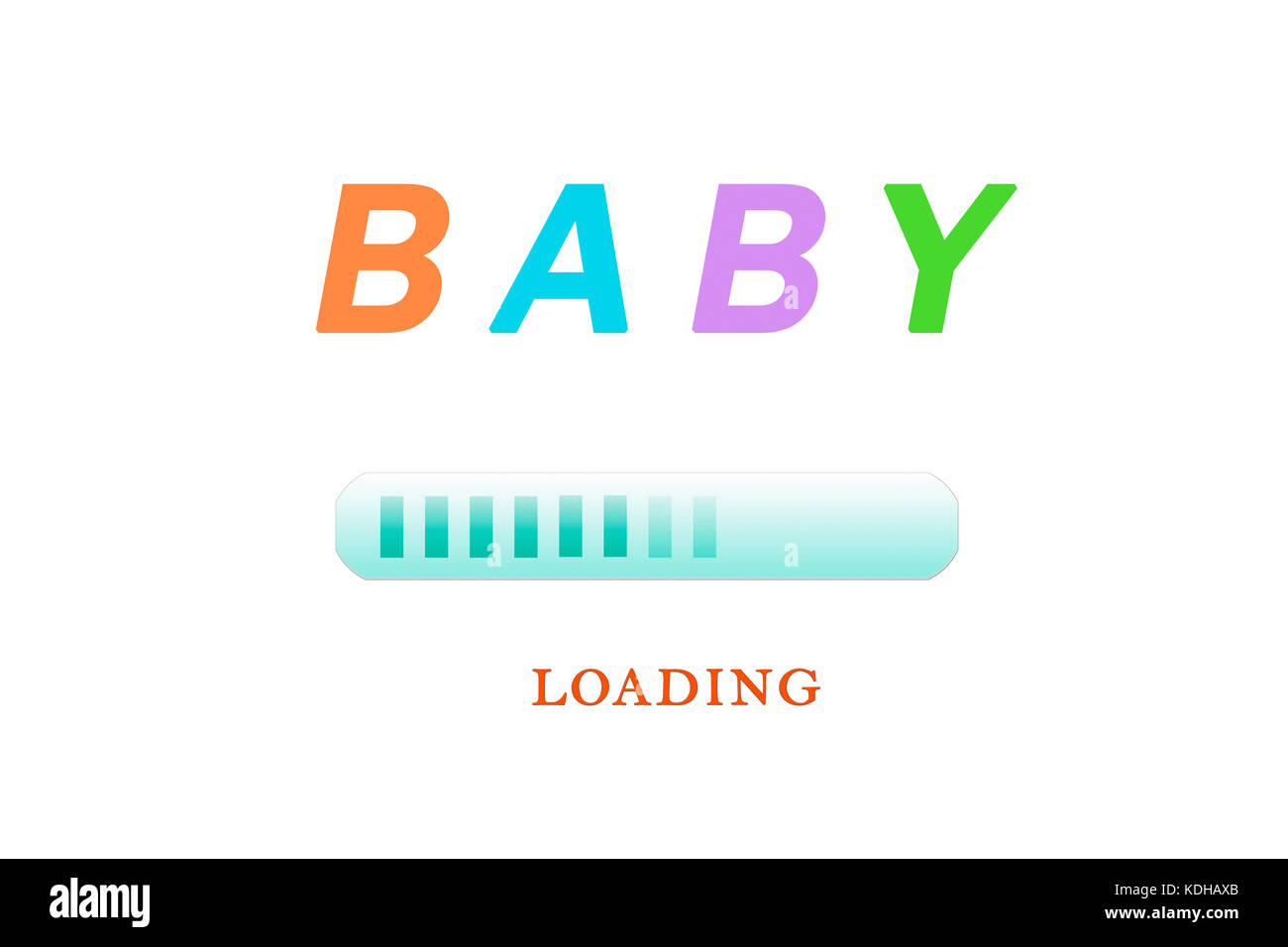 Baby Loading.Schwangerschaftszeit - Schwangerschaft Loading. Auf weißem Hintergrund Stockfoto