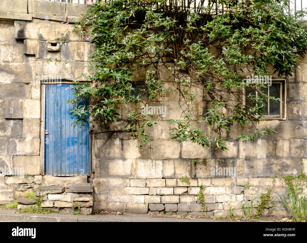 Ein Keller Eingang für ein georgianisches Haus auf der A4 London Road in Bath somerset England Stockfoto