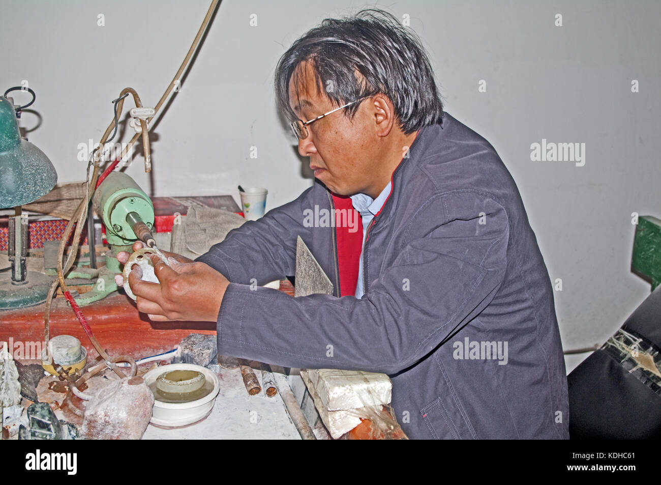 Xi'an, Shaanxi, China, Asien, Jade Handwerk zeigen, Stockfoto