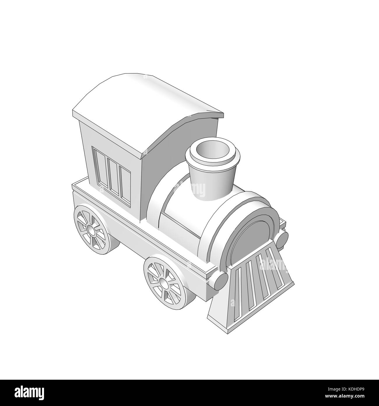 Spielzeug Eisenbahn paspeliertem Zug mit schwarzen Umrissen Stockfoto