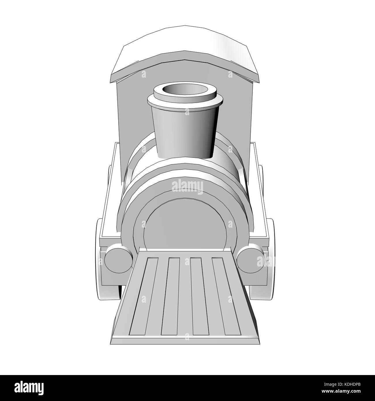 Spielzeug Eisenbahn paspeliertem Zug mit schwarzen Umrissen Stockfoto