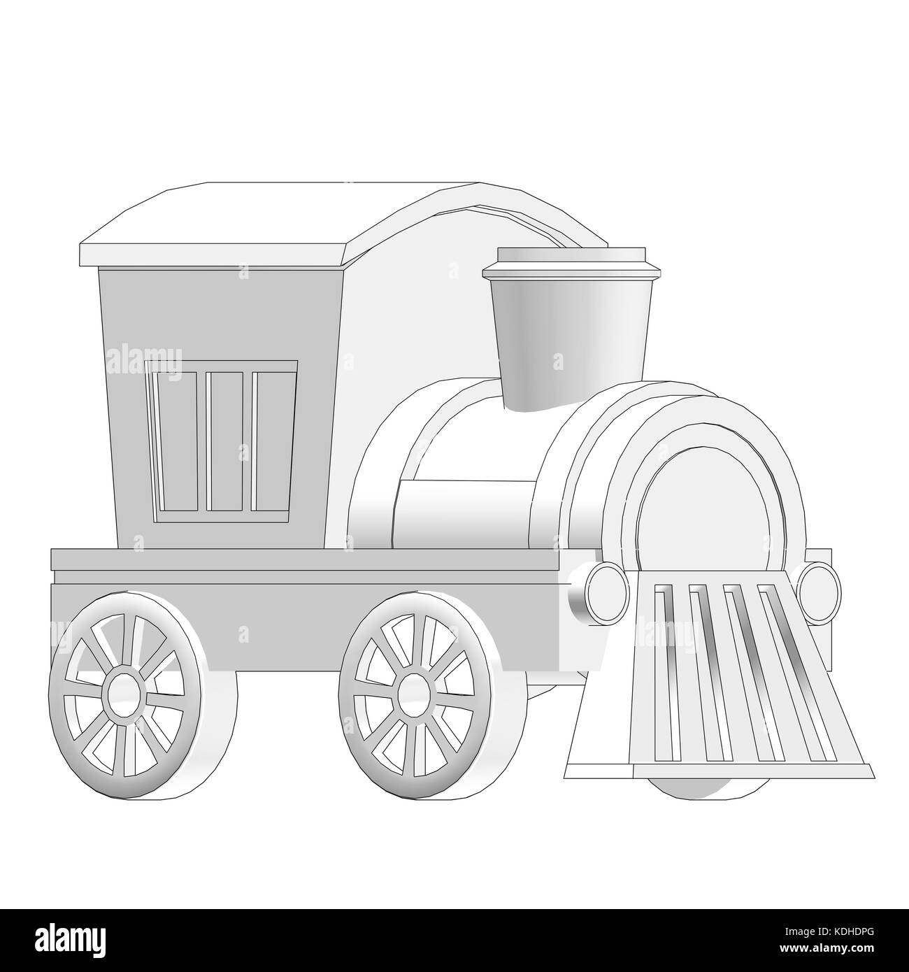 Spielzeug Eisenbahn paspeliertem Zug mit schwarzen Umrissen Stockfoto