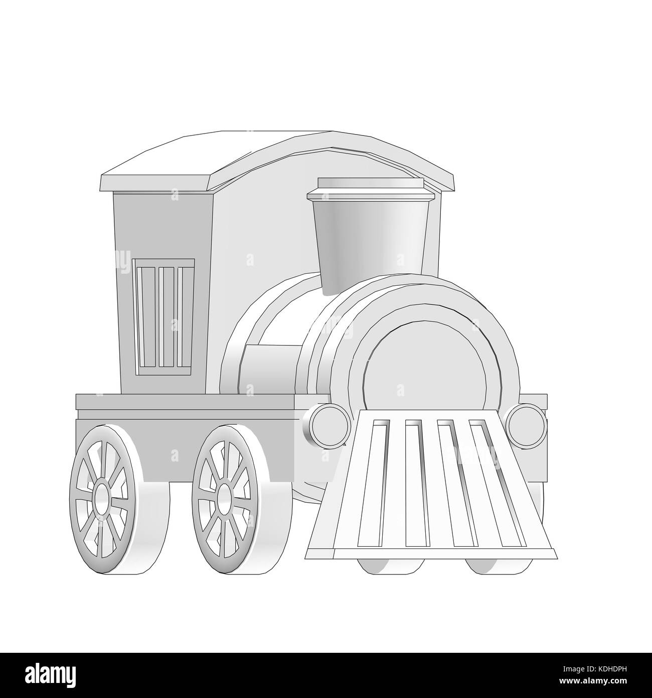 Spielzeug Eisenbahn paspeliertem Zug mit schwarzen Umrissen Stockfoto