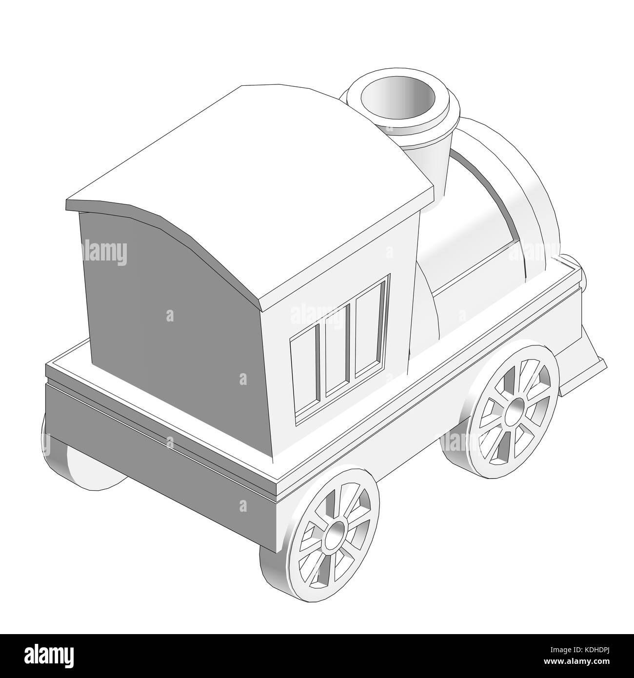 Spielzeug Eisenbahn paspeliertem Zug mit schwarzen Umrissen Stockfoto