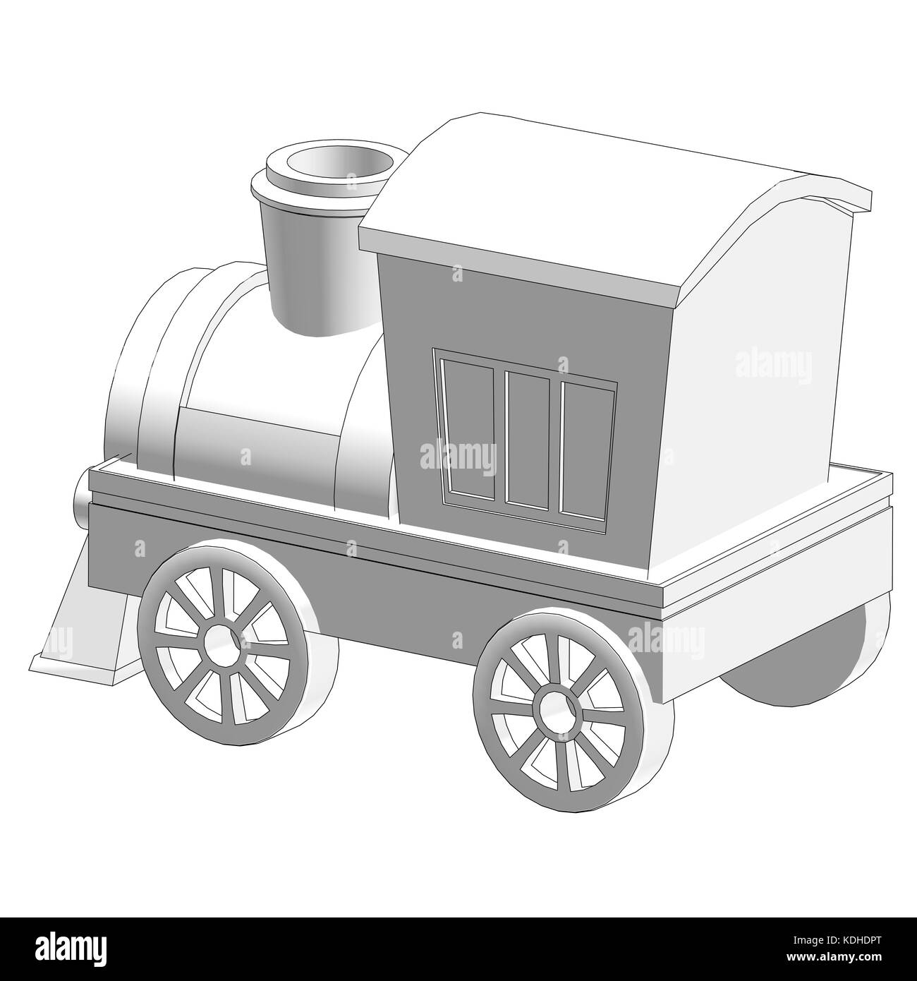 Spielzeug Eisenbahn paspeliertem Zug mit schwarzen Umrissen Stockfoto