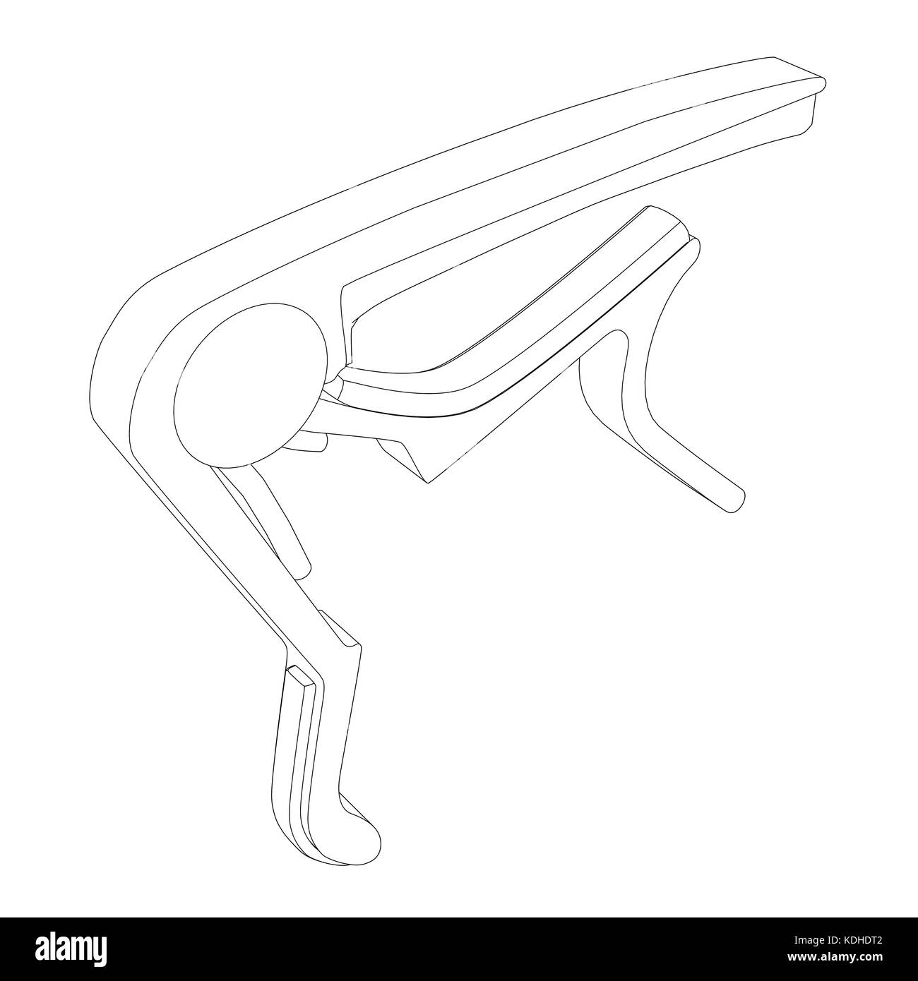 Gitarre capo Werkzeug mit schwarzen Konturen Stockfoto