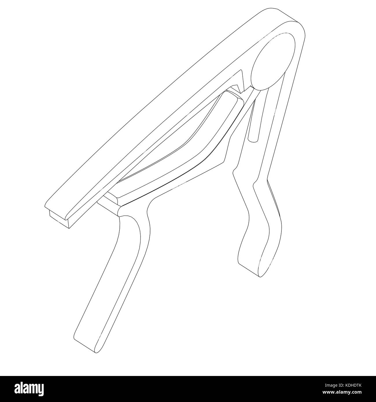 Gitarre capo Werkzeug mit schwarzen Konturen Stockfoto
