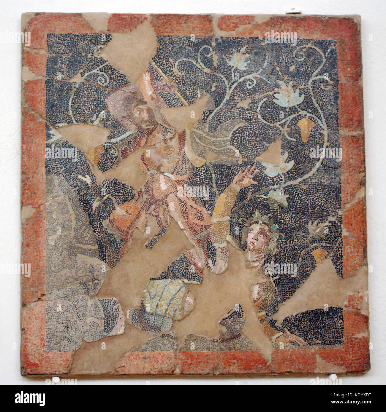 Mosaik Lykourgos Ambrosia Delos Museum Stockfoto