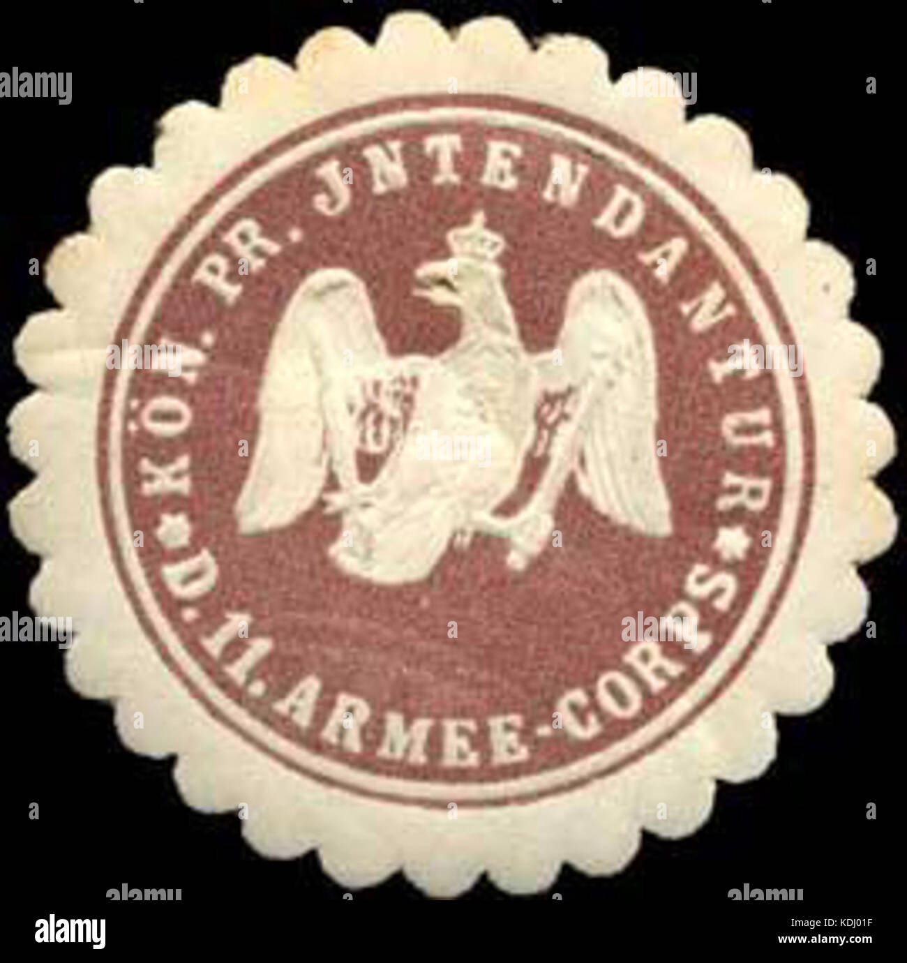 Siegelmarke K.Pr. Intendantur des 11. Armee Corps W 0285448 Stockfoto