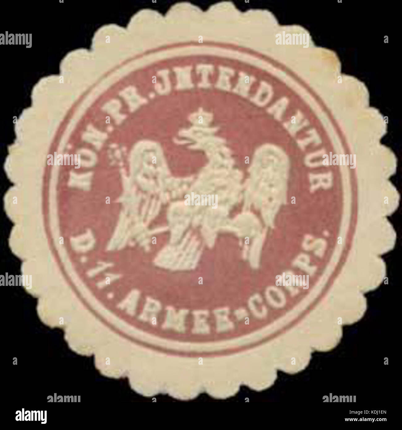 Siegelmarke K.Pr. Intendantur des 11. Armee Corps W 0345199 Stockfoto