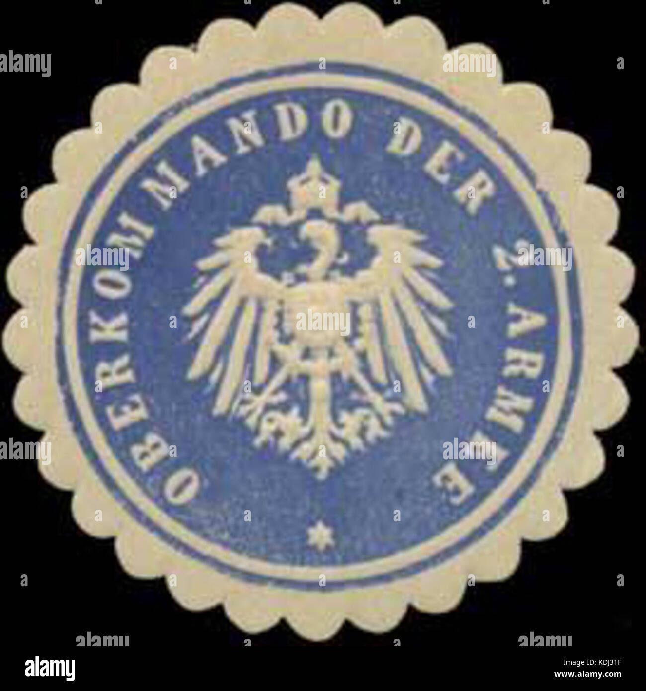 Siegelmarke Oberkommando der 2. Armee W 0370699 Stockfoto