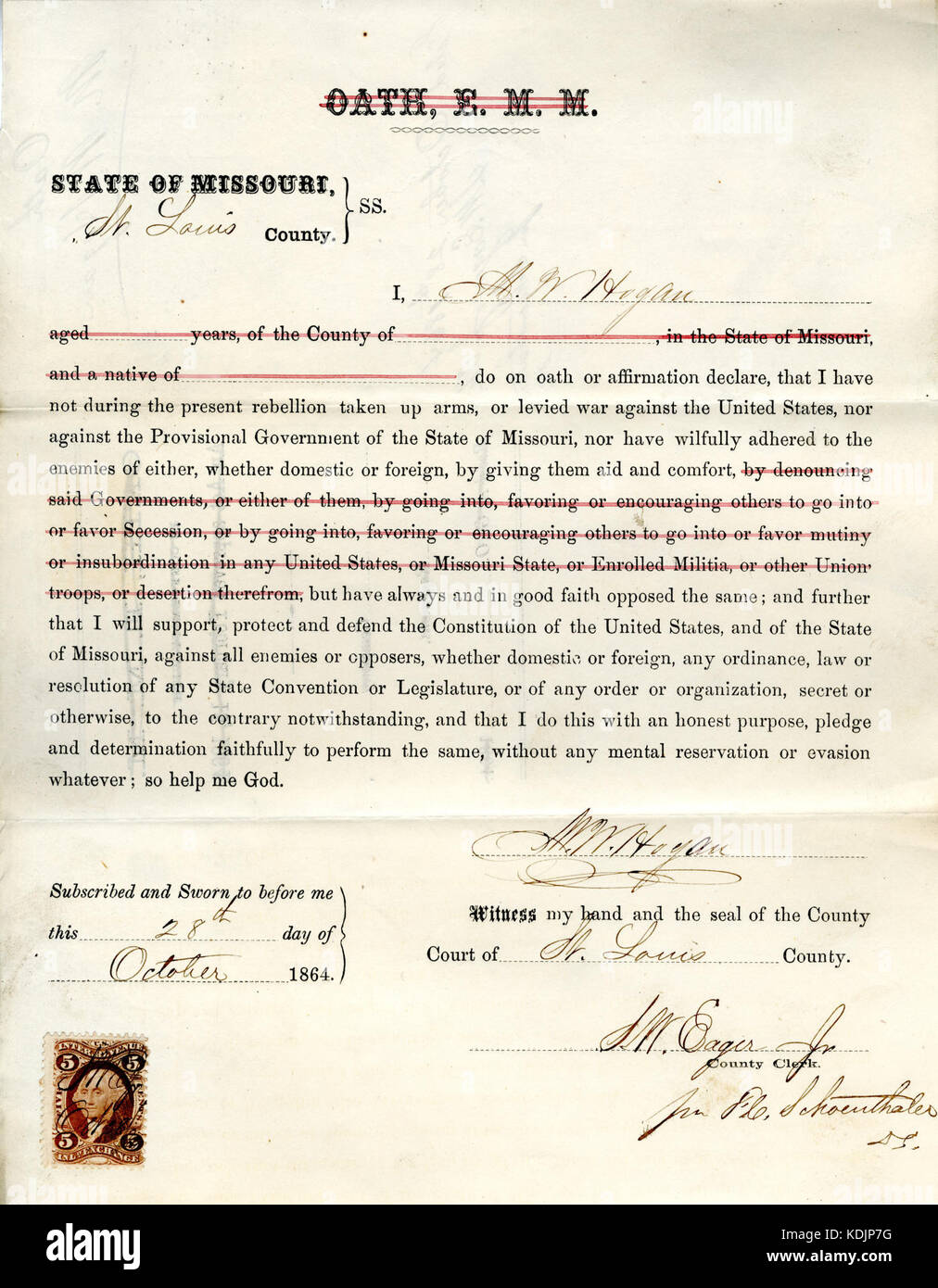 Treue Schwur von M. W. Morgan von Missouri, St. Louis Stockfoto