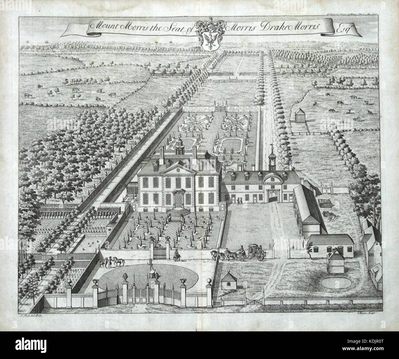 Mount Morris, in der Nähe von Hythe, von Johannes Kip graviert, nach Thomas Badeslade, 1719 Stockfoto