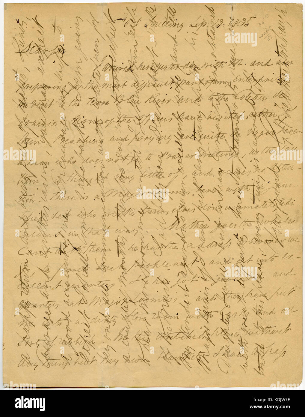 Brief unterzeichnet G.W. Featherstonhaugh, Fort Snelling, zu oberst Abert (John James Abert), 13. September 1835 Stockfoto