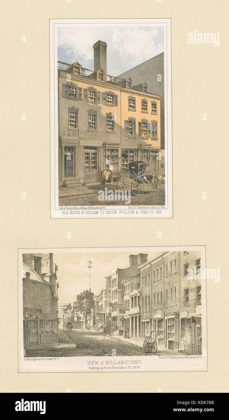 Altes Haus in William St. zw. Fulton & John St. 1861; Blick auf William Street bis Loking von Frankfort St. 1859 (Nypl b 13476048 423251) Stockfoto