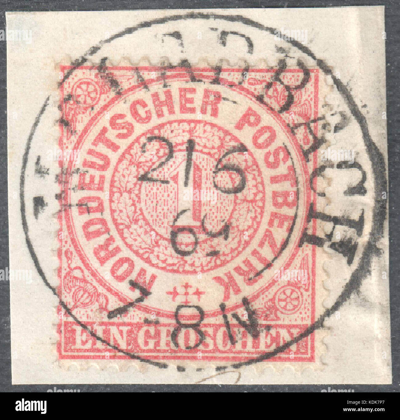 Dieser historische Bezug auf den Norddeutschen Bund von 1869, der möglicherweise mit Ereignissen oder Dokumenten zusammenhängt, unterstreicht die politische union der norddeutschen staaten im 19. Jahrhundert. Stockfoto