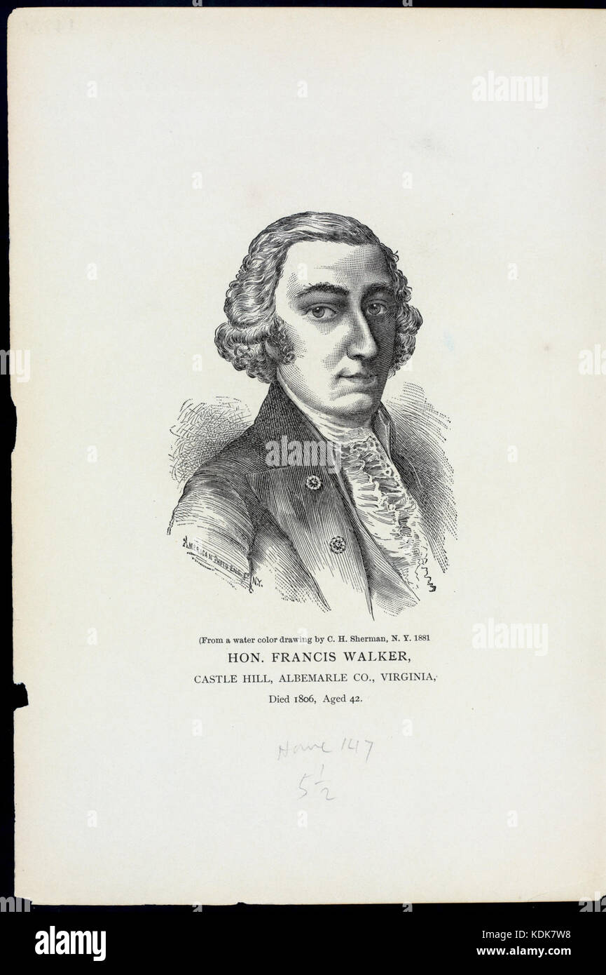 Hon. Francis Walker, Castle Hill, Albemarle Co., Virginia (NYPL Hades 256465 EM 14750) Stockfoto