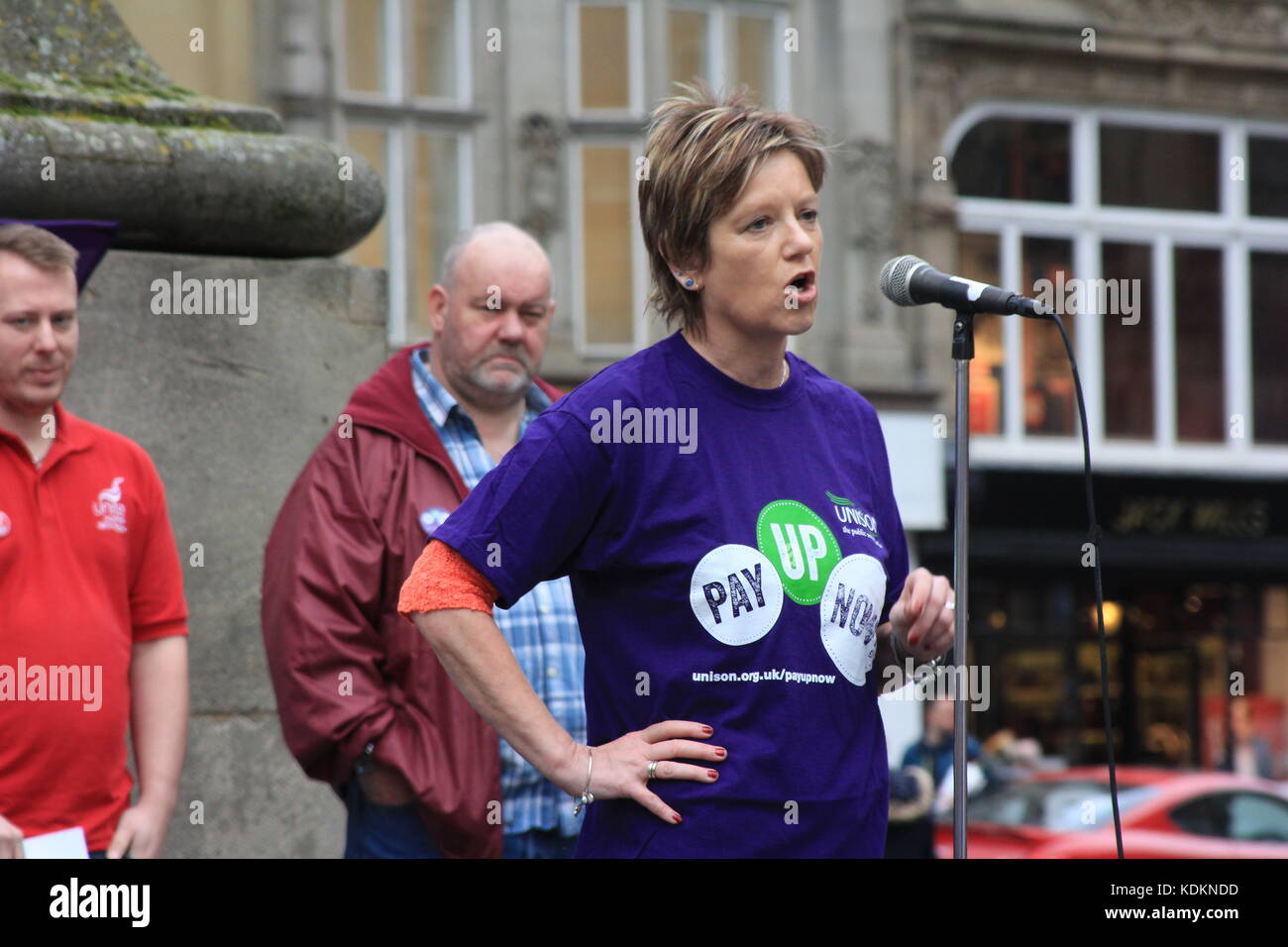 Newcastle, Großbritannien. Oktober 2017. Public Sector Pay Rally - Newcastle upon Tyne, Gray's Monument, Newcastle upon Tyne, 14. Oktober. DavidWhinham/AlamyLive Credit: David Whinham/Alamy Live News Stockfoto