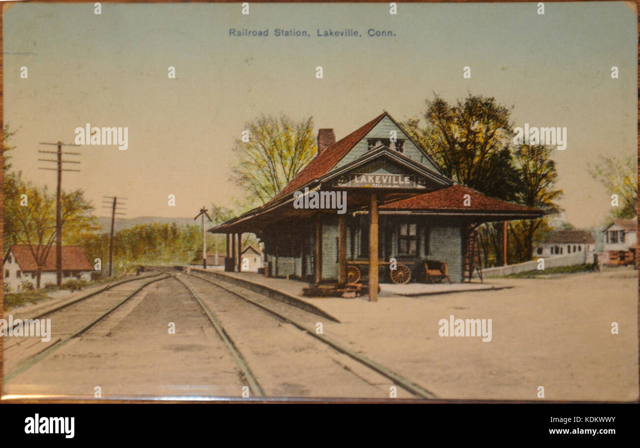 Lakeville (CT) station 1911 Postkarte Stockfoto