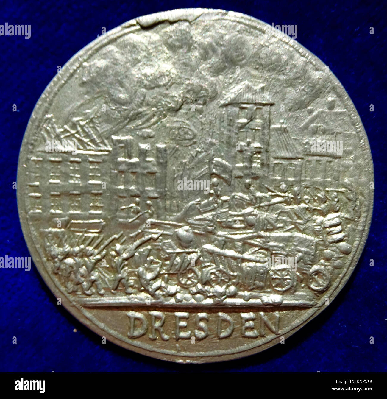 Revolutionärer Krieg-Medaille kann Aufstand in Dresden, Königreich Sachsen, 1849, Vorderseite Stockfoto