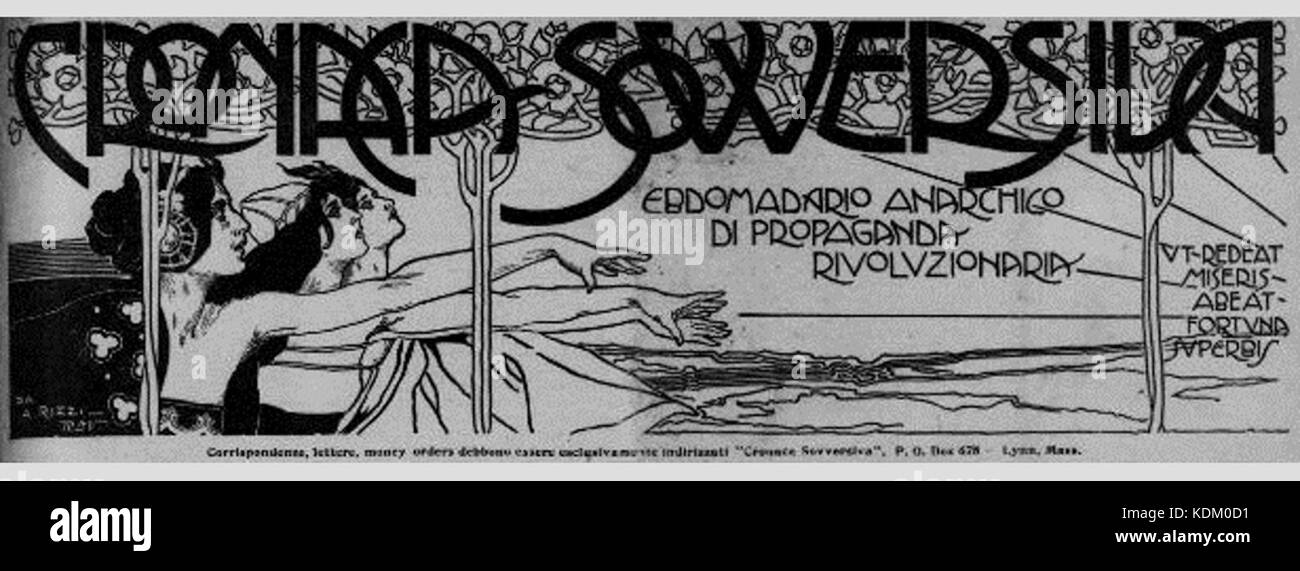 Impressum. Cronaca Sovversiva. (Barre, Vermont) Januar 20, 1917 Stockfoto