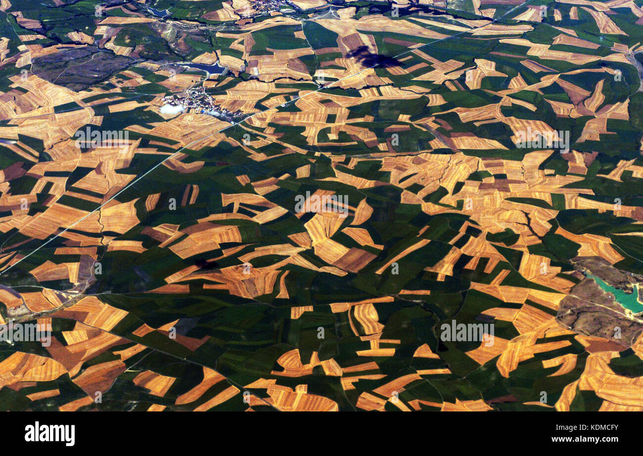 Luftaufnahme von landwirtschaftlichen Feldern in der Thrace Region der Türkei. Stockfoto