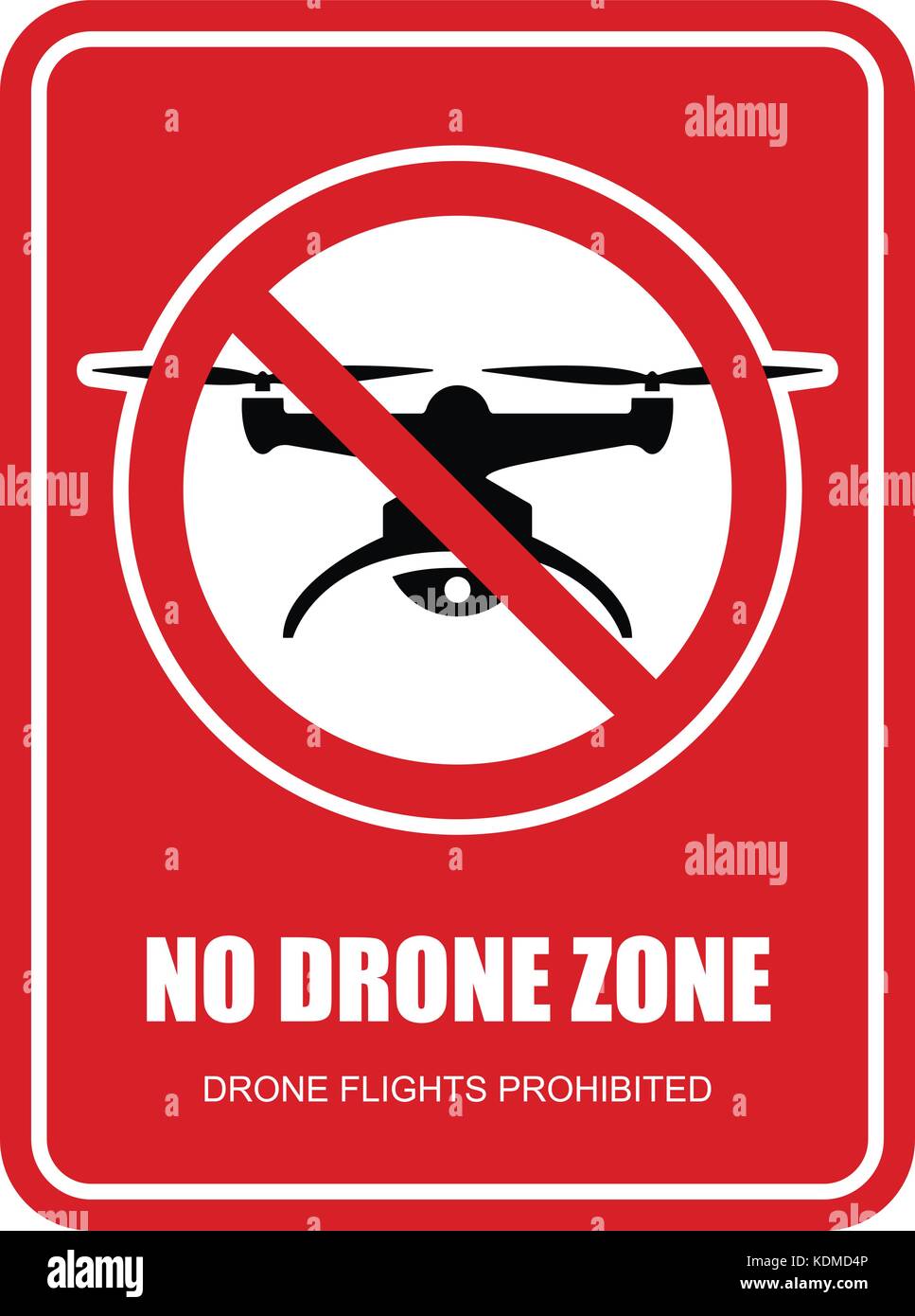 Kein drone Zone restriktiven Vorzeichen - quadcopter Flüge verboten Stock Vektor