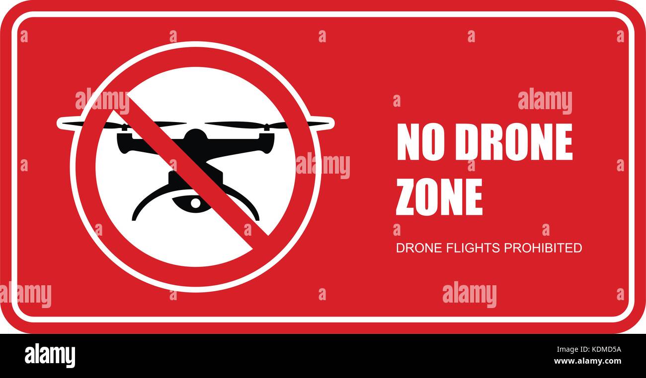 Kein drone zone Schild - quadcopter Flüge verboten Stock Vektor